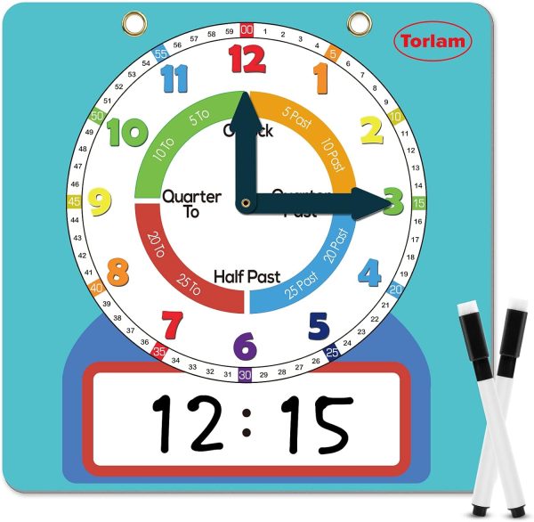 Magnetic Writable Dry Erase Learning Clock