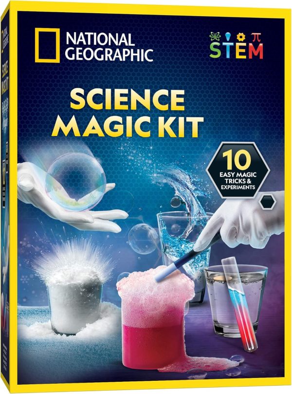 NATIONAL GEOGRAPHIC Magic Chemistry Set - Science Kit for Kids with 10 Amazing Magic Tricks, STEM Projects and Science Experiments, Science Toys, Great Gift for Boys and Girls 8-12