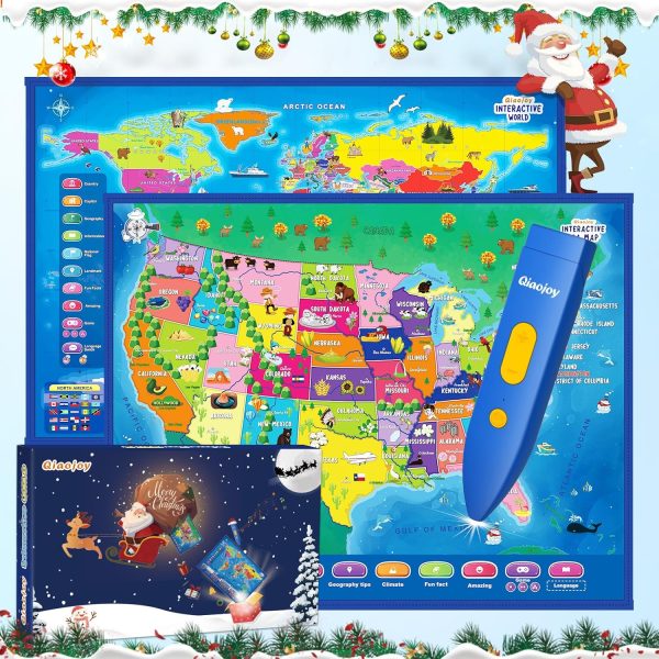 Bilingual Interactive for Kids Talking USA Map World Map for Kids Learning