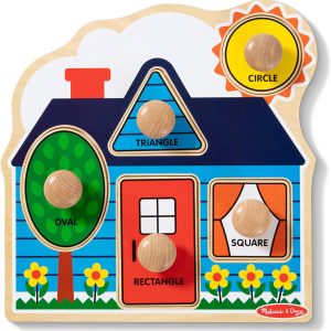 Melissa & Doug First Shapes Jumbo Knob Wooden Puzzle - Wooden Peg Chunky Baby Puzzle