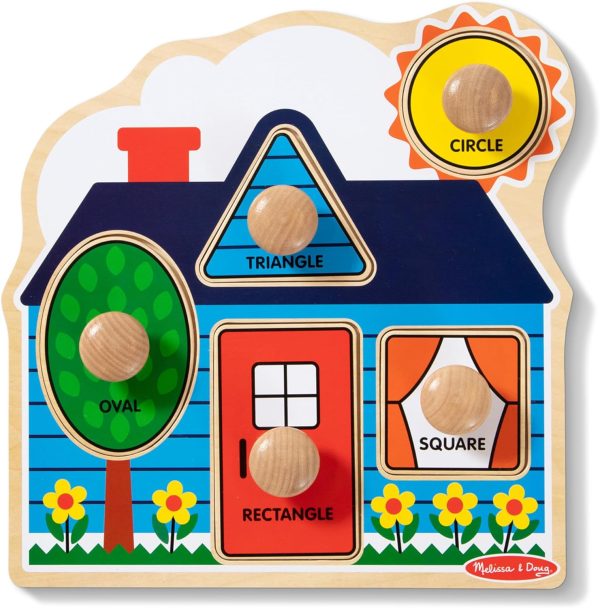 Melissa & Doug First Shapes Jumbo Knob Wooden Puzzle - Wooden Peg Chunky Baby Puzzle