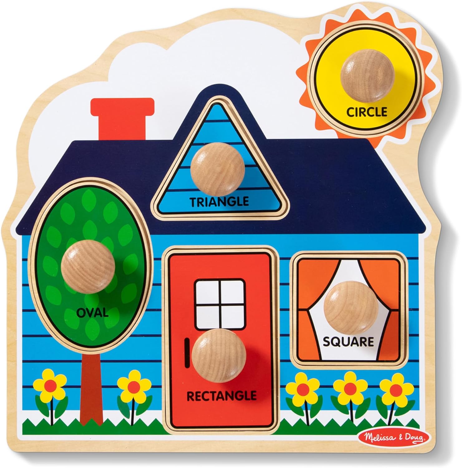 Melissa & Doug First Shapes Jumbo Knob Wooden Puzzle - Wooden Peg Chunky Baby Puzzle